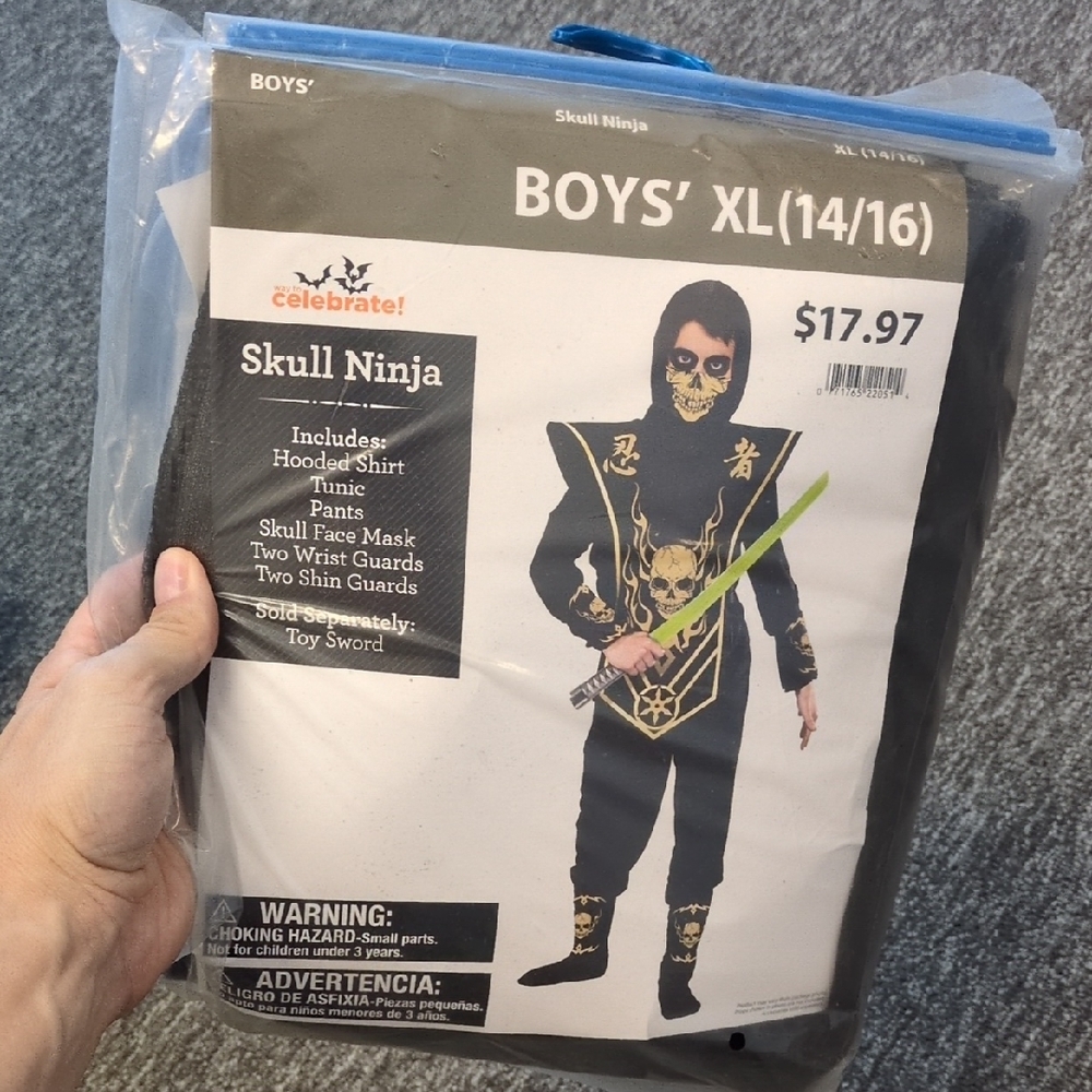 Skull Ninja Boys Halloween Costume Size 14/16
